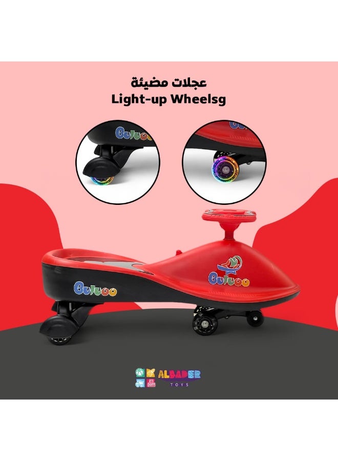 AL BADER Magic Swing Cars for Kids, Twister Magic Ride on Kids Car with LED Wheels, Kids Push Ride on Car With Lighted Seat, Strongest and Smoothest Twister Magic Ride Car for Kids With Music, Red - Image 2
